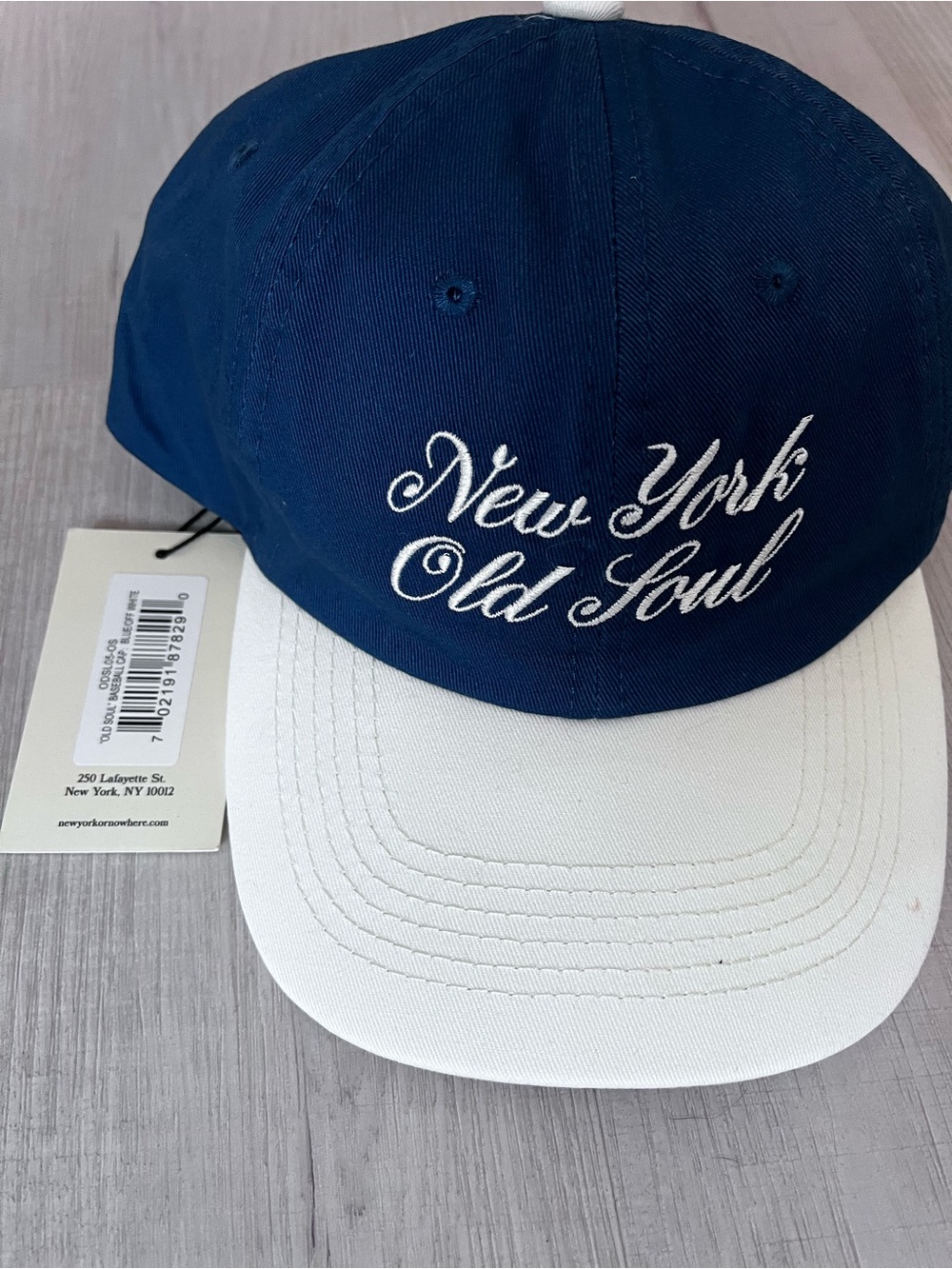 New York or Nowhere Navy & White Panel Baseball Hat with Branded Tag